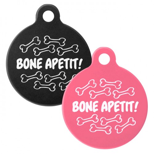 Engraved Bone Apetit Aluminium 31mm Large Round Pet Dog ID Tag